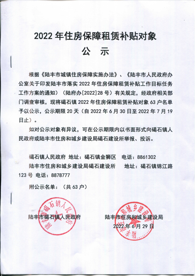 2022年度保障房租赁补贴对象公示（碣石63户）.png